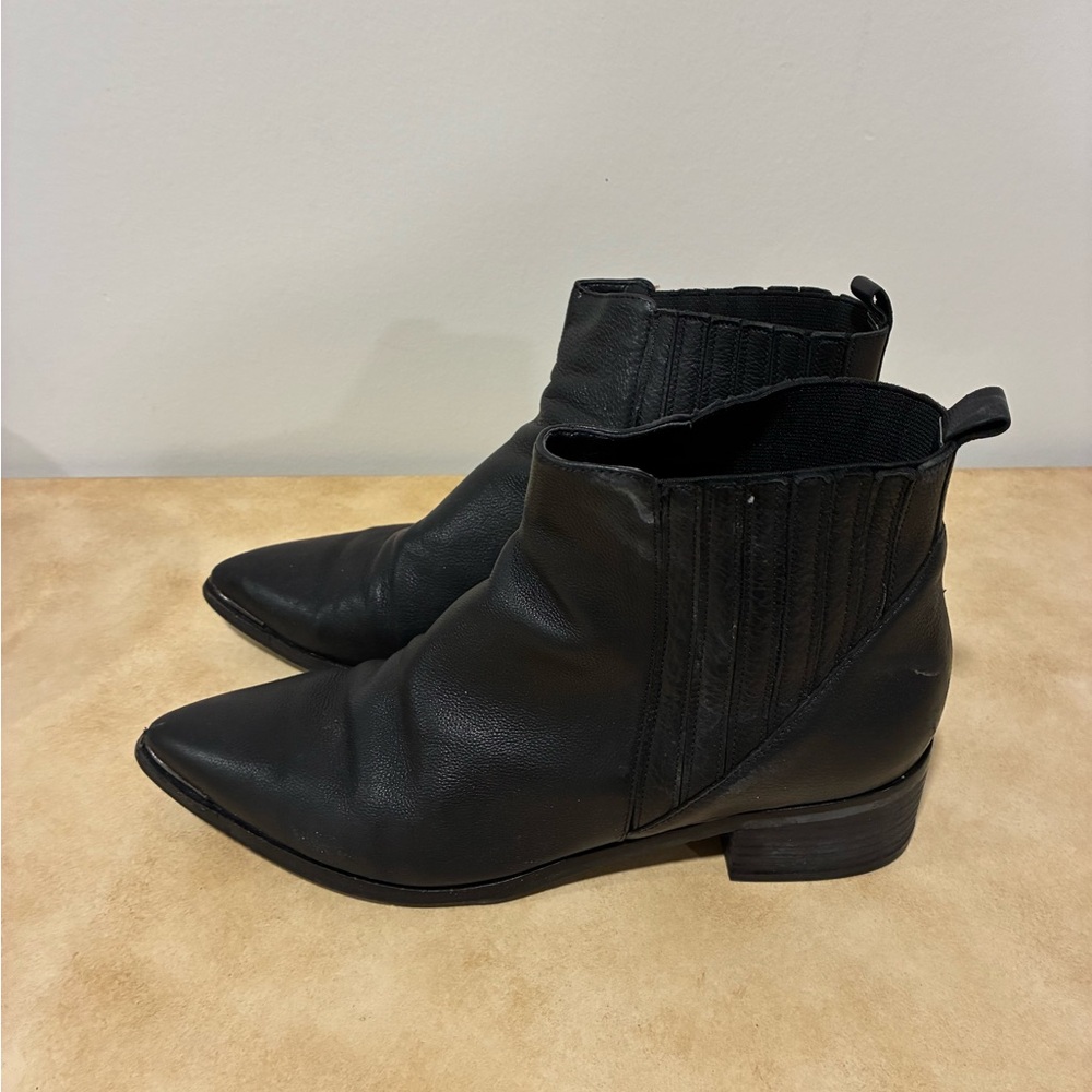 Marc Fisher Black Pointed-Toe Chelsea Ankle Boots
